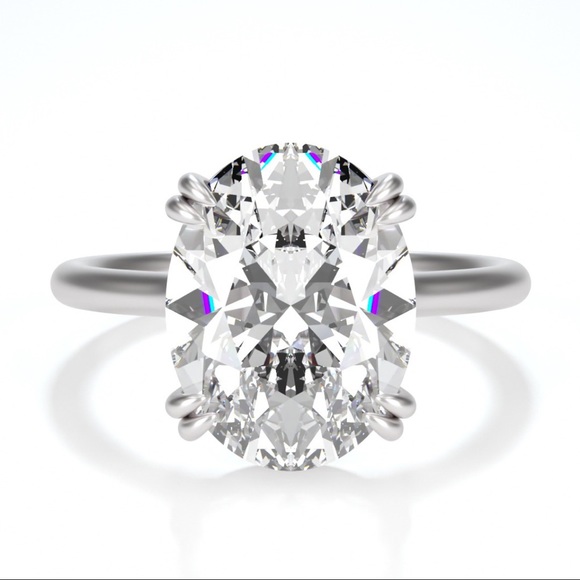 14k White Gold 5ct Crushed Ice Oval - Picture 3 of 16